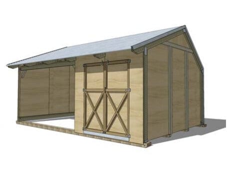 Horse Shelter with Double tack shed - Outpost Buildings